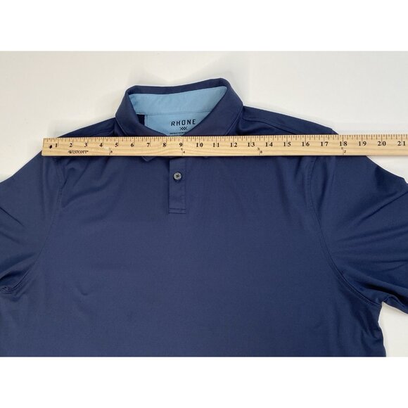 Rhone Delta Pique Short Sleeve Polo Men’s L True Navy Golf Stretch Performance - Picture 15 of 16
